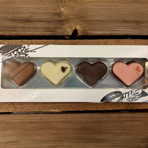 Chokoladen, chokoladehjerter, valentinsdag, gave, håndlavet, dansk design